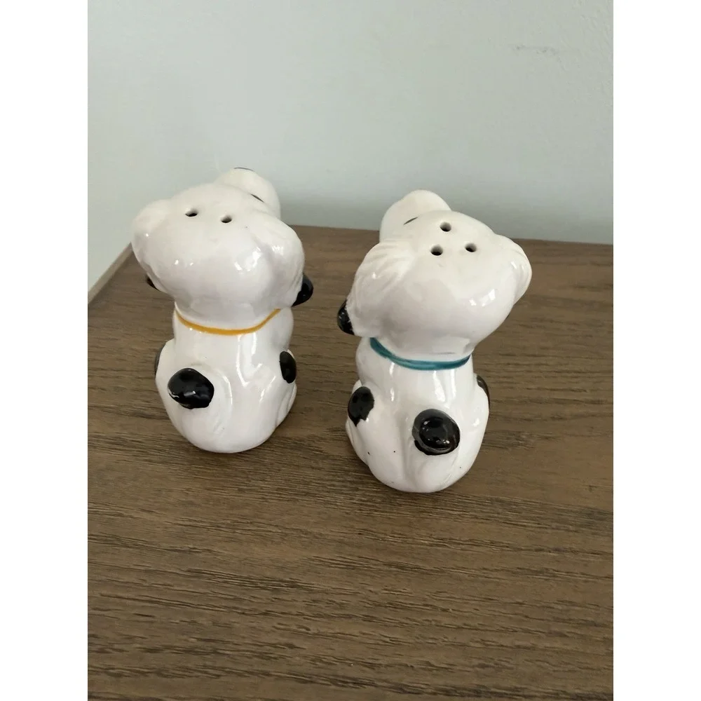 Vintage 1950s Dog Salt Pepper Shakers Ceramic Japan Style Mid Century Cute‎ Pair